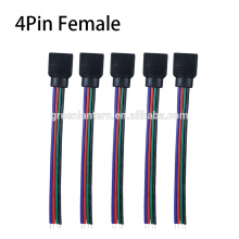 El alambre del cable de conector de RGB 4pin Female / Male para 5050/3528 RGB Led Strip 4 Pin llevó el cable para el regulador de RGB LED